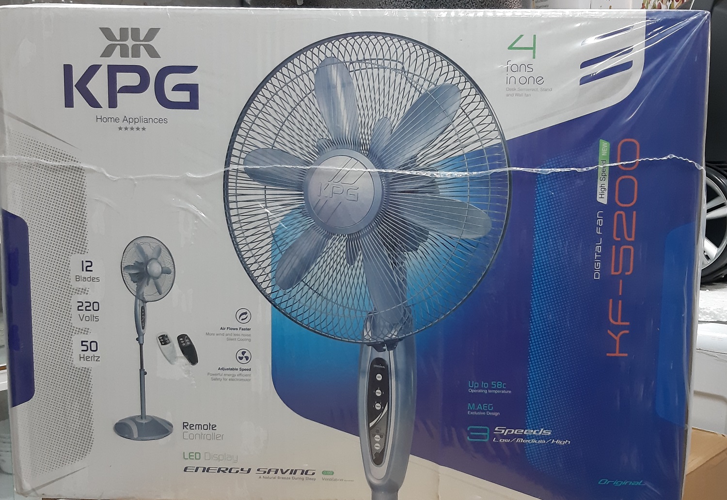 پنکه 3 پایه 12 پره KPG مدل KF-5200 کنترل دار