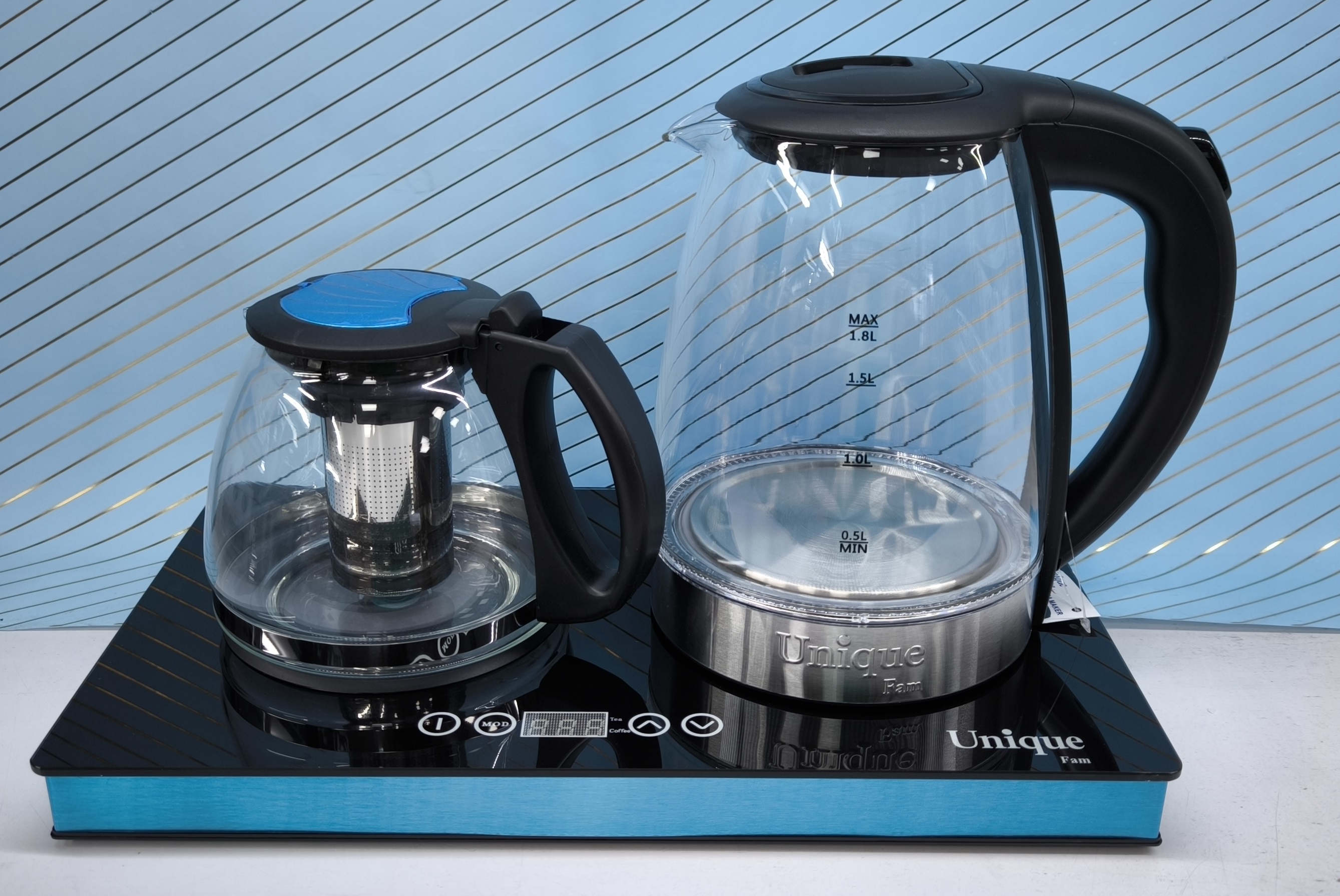 چای ساز کنارهمی صفحه شیشه ای یونیک مدل UM-771