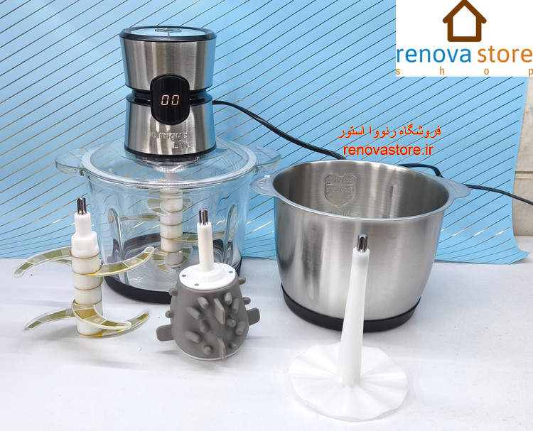 خردکن دوکاسه یونیک لایف مدل UQN-5570 با موتور 3000 وات، ظرفیت 4 لیتر و صفحه نمایش دیجیتال. آمادهسازی سریع و حرفهای مواد غذایی در آشپزخانه شما.