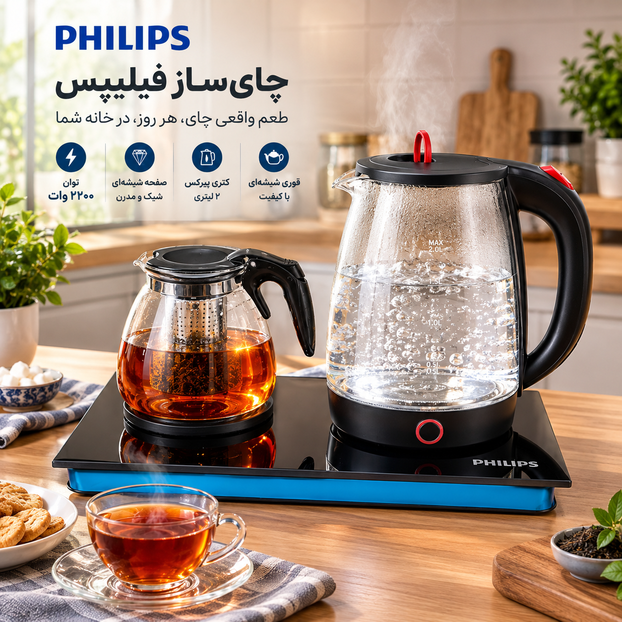 چای ساز فلیپس مدل daily collection توان 2200 وات